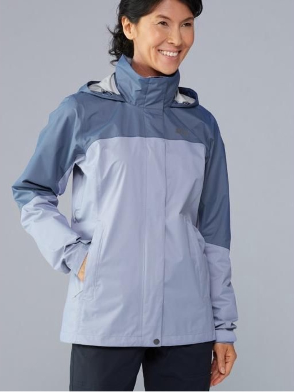 REI Rainier Rain Jacket Womens Peak 2.5L Waterproof Hooded Shell Purple Sz S